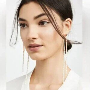 NWT CULT GAIA GOLD-TONED META DROP EARRINGS FEATURING A STRING OF PEARLS